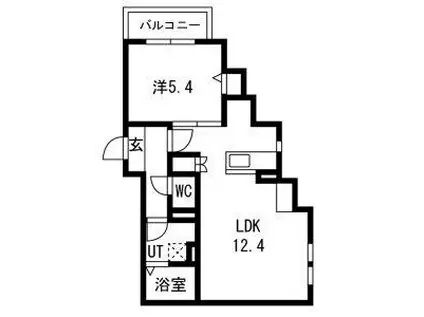 GLITTER野芥(1LDK/2階)の間取り写真