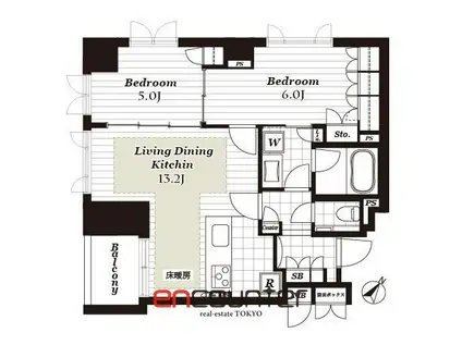 CONOE赤坂丹後町(2LDK/4階)の間取り写真