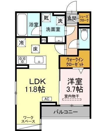 アメニティコート(1LDK/1階)の間取り写真
