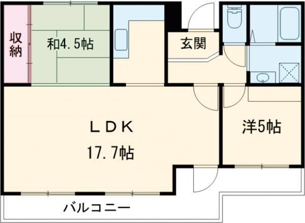 ラブリー姫路手柄山(2LDK/5階)の間取り写真