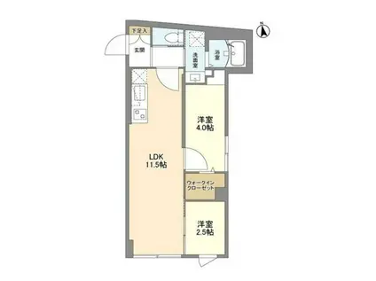 ウェルスクエア学芸大学II(2LDK/2階)の間取り写真