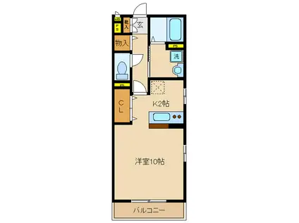 カーサ オークマ(1K/2階)の間取り写真