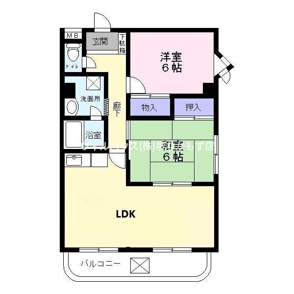 ラポール百舌鳥(3DK/4階)の間取り写真