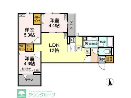 セレスティア岡本(3LDK/1階)の間取り写真