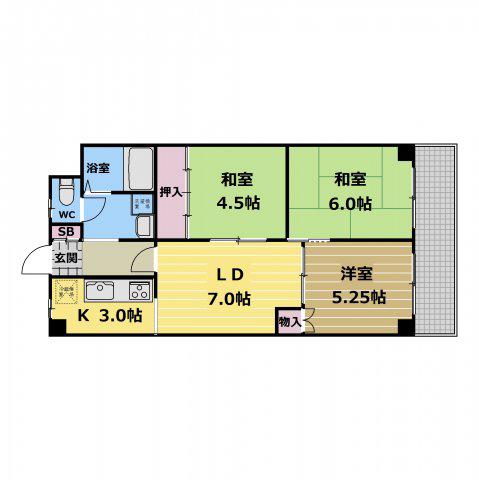オリエントマンション(3LDK/6階)の間取り写真