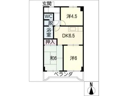 サンライン岐阜コーポ(3DK/5階)の間取り写真
