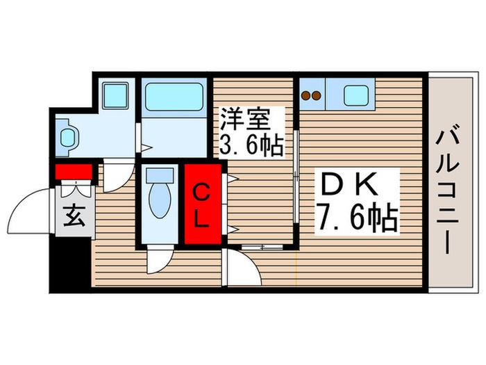 クレール柏(1DK/6階)の間取り写真