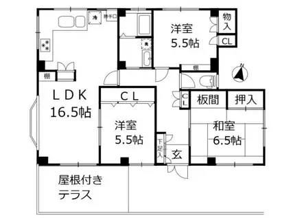 サンヴァーリー山王(3LDK/1階)の間取り写真