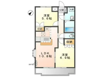 フォールバレー(2LDK/1階)の間取り写真