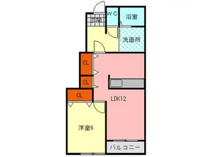 パルテールII(1LDK/1階)の間取り写真