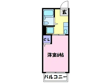 アミチミエI(1K/2階)の間取り写真