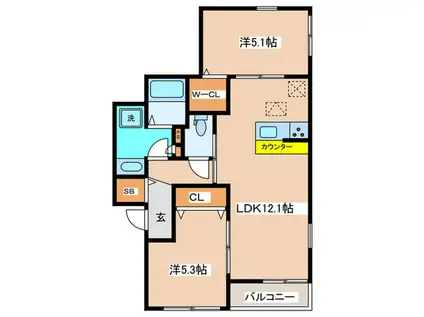 ハーベストYK(2LDK/3階)の間取り写真