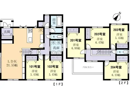 セリシール(ワンルーム/2階)の間取り写真