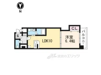 LUXE中書島(1DK/2階)の間取り写真