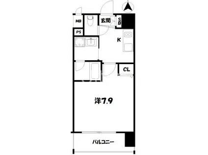 ベラジオ京都西院ウエストシティII(1K/5階)の間取り写真