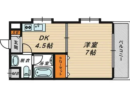 ROYALOAK(1K/8階)の間取り写真