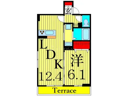 セレスティア東四つ木II(1LDK/1階)の間取り写真