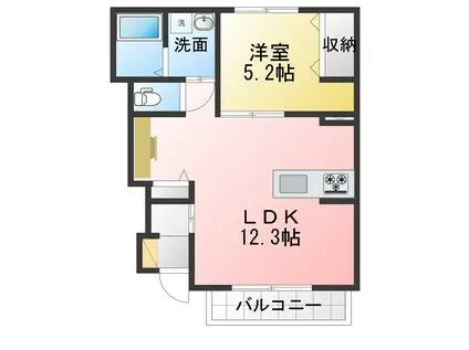 WATT HOUSE(1LDK/1階)の間取り写真