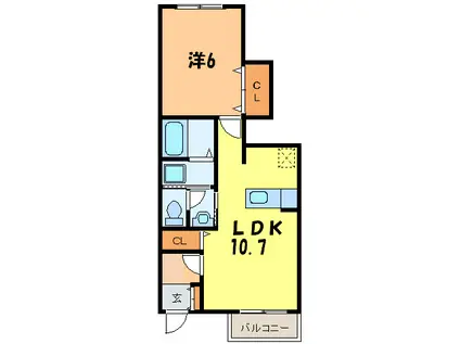 サワーパルシェ(1LDK/1階)の間取り写真