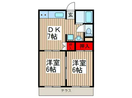 グランハイツTB(2DK/2階)の間取り写真