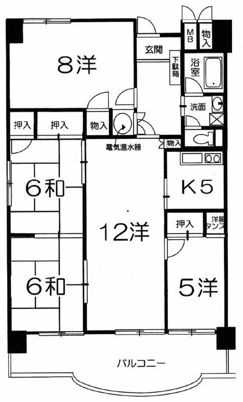 ロイヤルマンション柏崎(4LDK/5階)の間取り写真