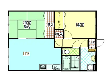 サンセール石川(2LDK/1階)の間取り写真