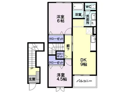 フレンドリーS(2DK/2階)の間取り写真