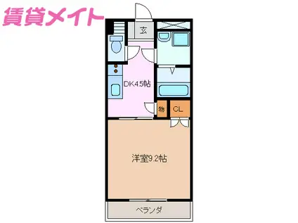 SUN BRIGHT さかII(1DK/2階)の間取り写真