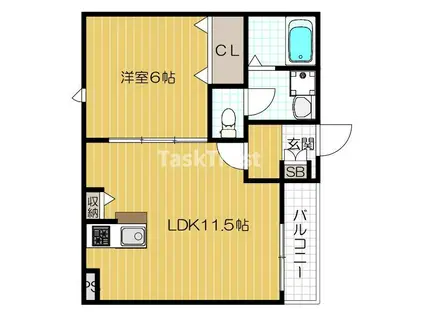 メゾン ノヴァ(1LDK/1階)の間取り写真