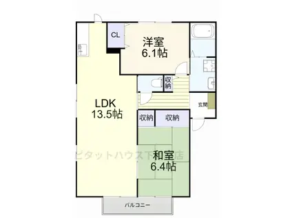 リヴ アヴェニール(2LDK/2階)の間取り写真