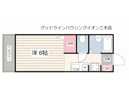 フォレスト青山B棟(1K/1階)の間取り写真