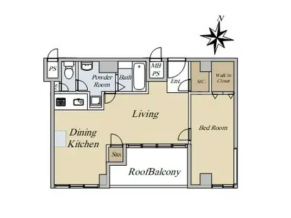 ライオンズマンション六本木(1LDK/4階)の間取り写真