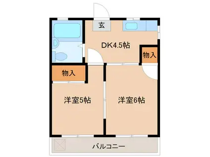 コーポ田中(2DK/2階)の間取り写真