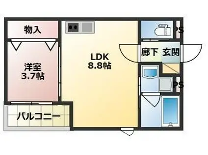 GRANDCIA PLUS(1LDK/1階)の間取り写真