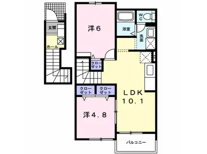 ラヴァーズハウスIII(2LDK/2階)の間取り写真