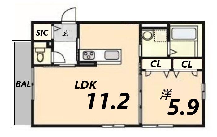 クレールメゾン(1LDK/2階)の間取り写真