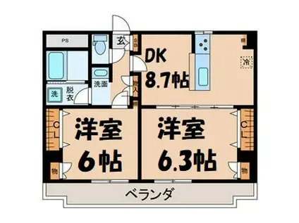 メゾン幅下(2DK/3階)の間取り写真