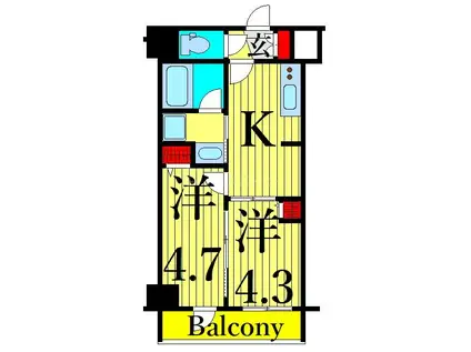 ティモーネ グランデ田端ドゥーエ(2K/4階)の間取り写真