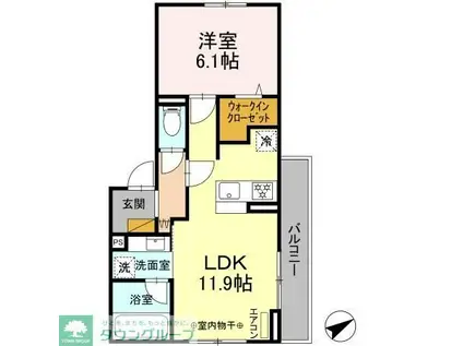 K・TH(1LDK/2階)の間取り写真