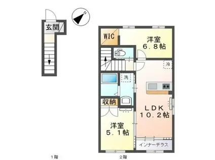 サン・サルーテ(2LDK/2階)の間取り写真