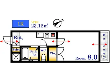 ミクリヤビル(1K/3階)の間取り写真
