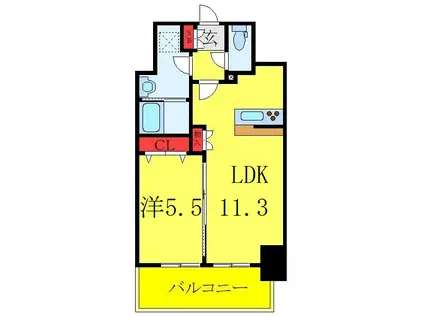 RIDGE王子神谷(1LDK/4階)の間取り写真