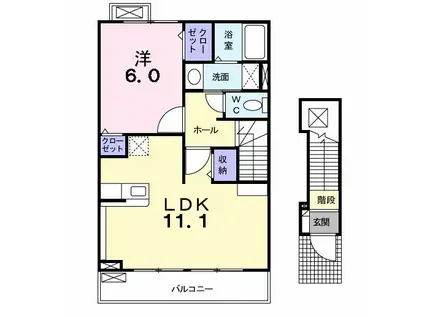 タウン・さくら II(1LDK/2階)の間取り写真