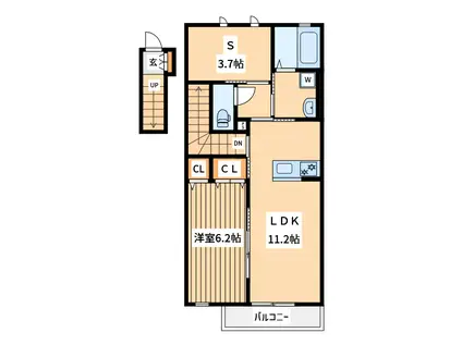 グランデアロー 2(1SLDK/2階)の間取り写真