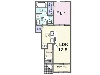 コージーハウス ファミリアS(1LDK/1階)の間取り写真