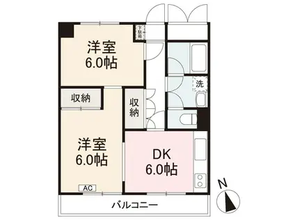 玉藻公園ハイツ801号(2DK/8階)の間取り写真