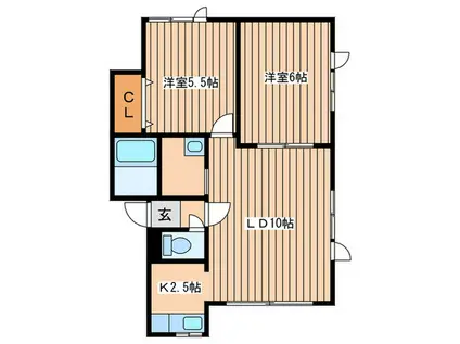 メーヴェンII(2LDK/3階)の間取り写真