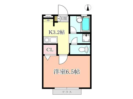 CASA・MAKI(1K/1階)の間取り写真