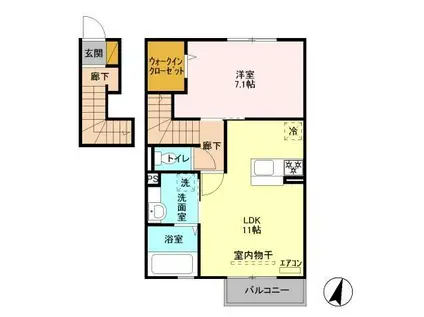 エスポワールⅢ(1LDK/2階)の間取り写真