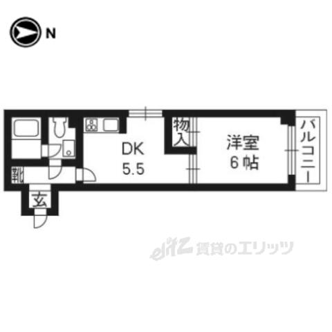 ドルフィン5(1DK/2階)の間取り写真